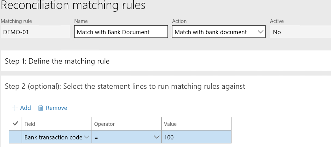 SETUP MATCHING RULES – ADVANCE BANK RECONCILIATION – Namith Hosmane's Blog