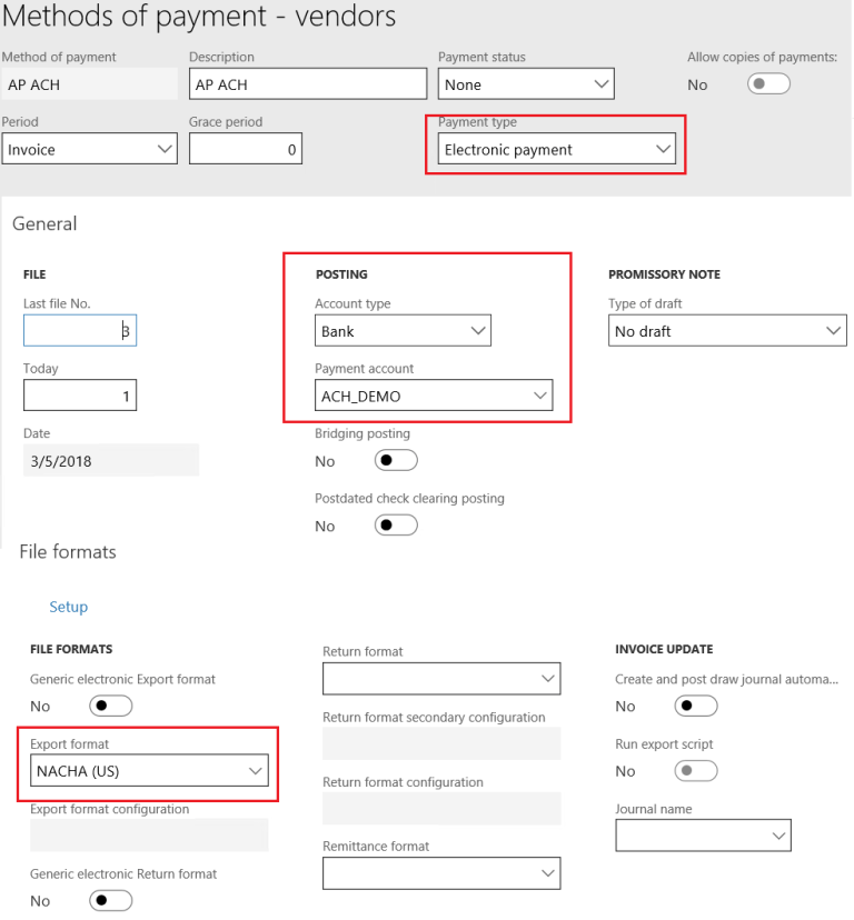 Automated Clearing House (ACH ) Configuration in Dynamics 365 for ...